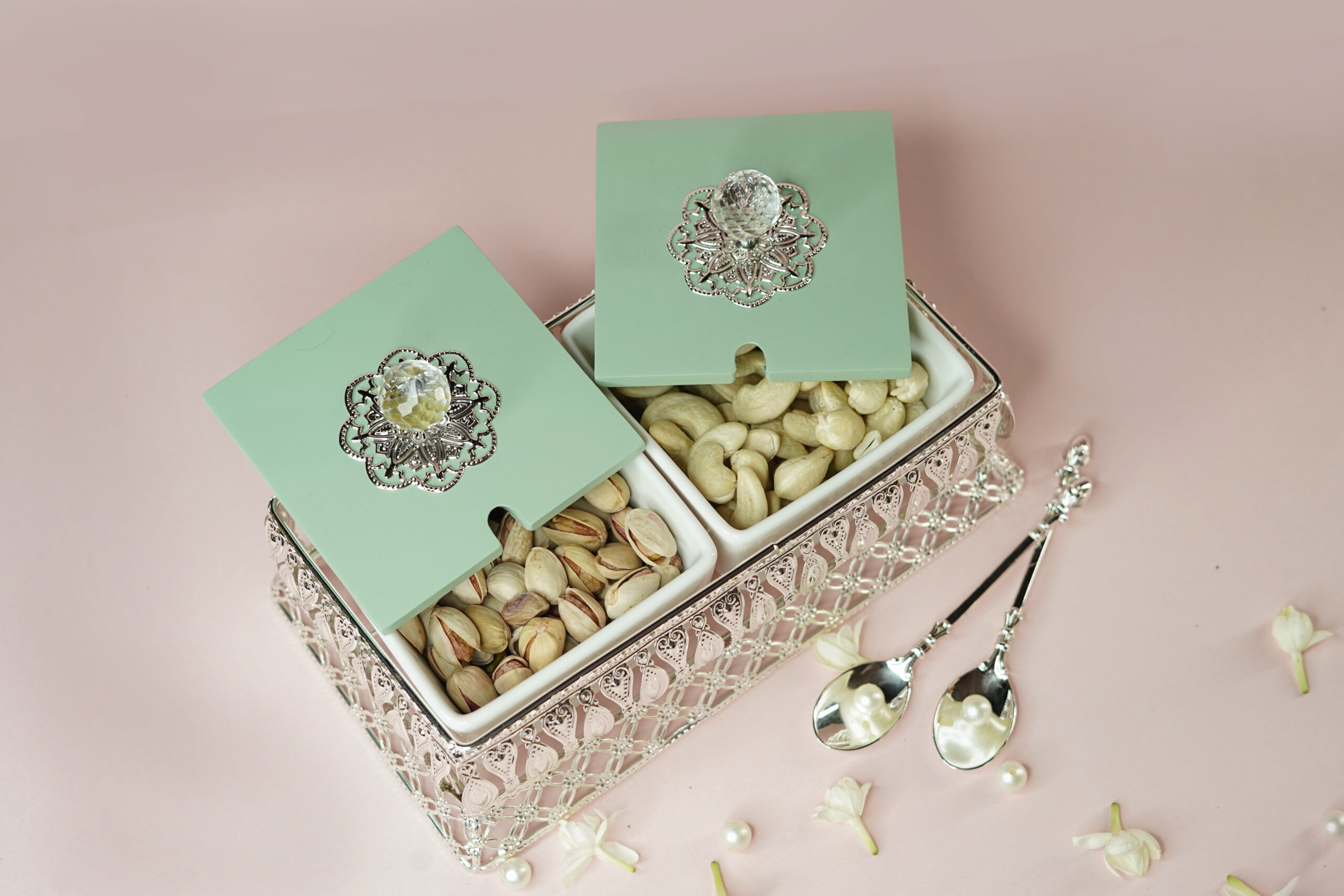 Emerald Elegance Twin Dry Fruit Box - Image 2